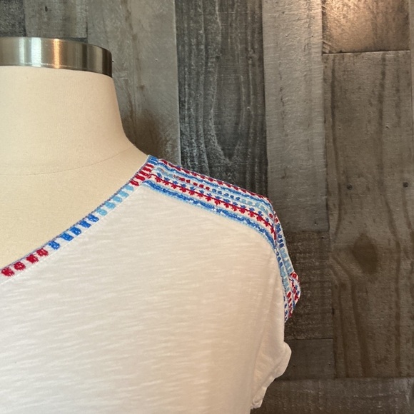 Style & Co red white and blue top large floral summer holiday 4th of July party - Picture 5 of 12